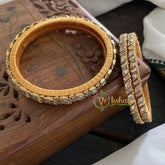 Single Line Kundan Bangle-Dice and Slice- White-G3635